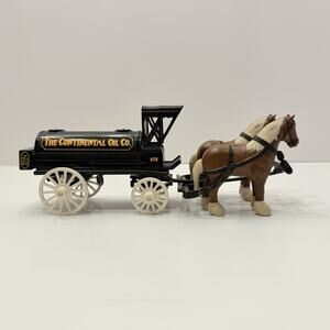 Vintage ERTL Continental Oil Co Clydesdale Horses Tanker Metal Coin Bank w/ Key
